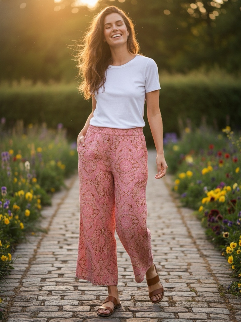HAUTE HIPPIE Pull On Lightweight 100% Linen Wide Leg Size X-Large